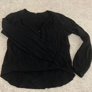 Free People Black Gauzey Long Sleeve Cross Front Top Size M Medium